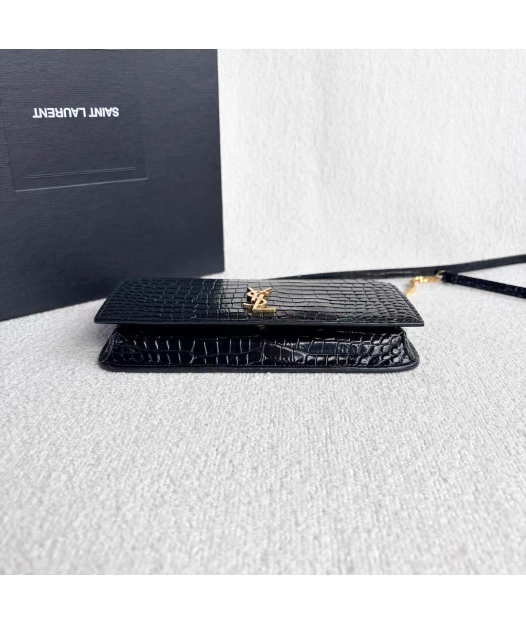 SAINT LAURENT Черная кожаная сумка через плечо, фото 4