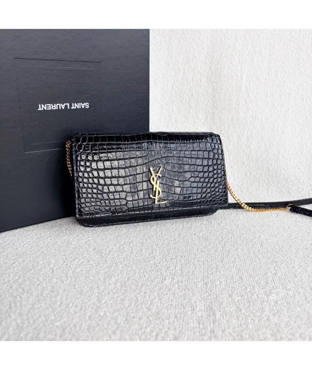 SAINT LAURENT Черная кожаная сумка через плечо, фото 5