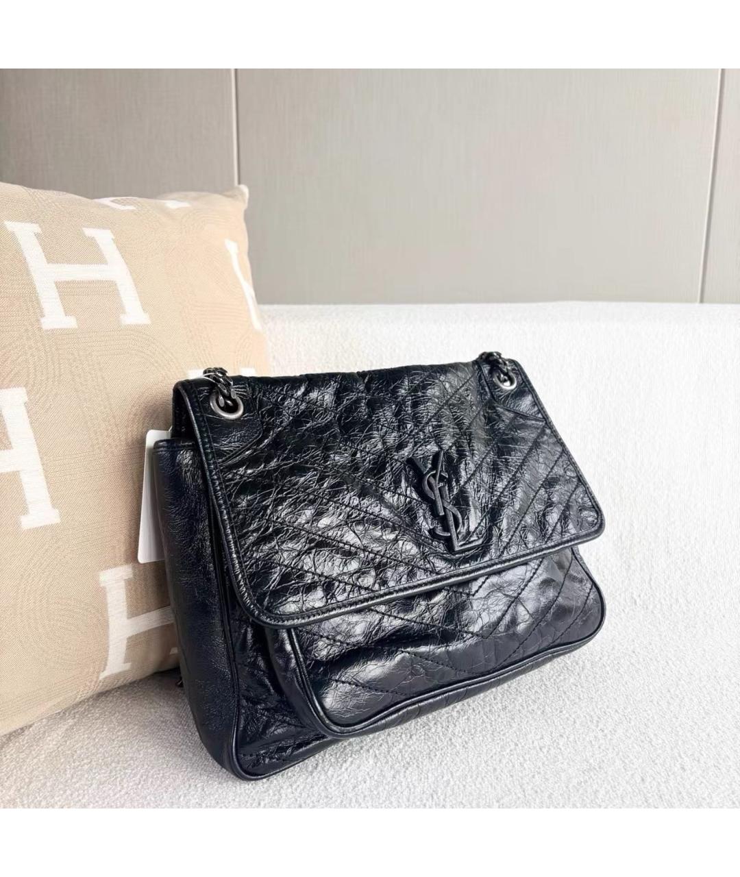 SAINT LAURENT Черная кожаная сумка через плечо, фото 8