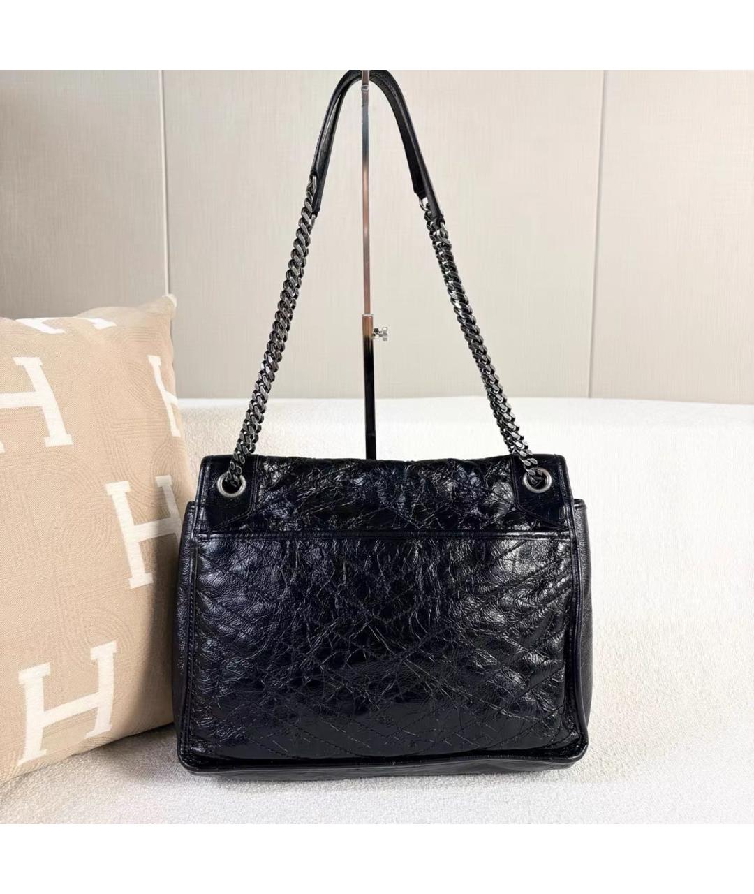 SAINT LAURENT Черная кожаная сумка через плечо, фото 3