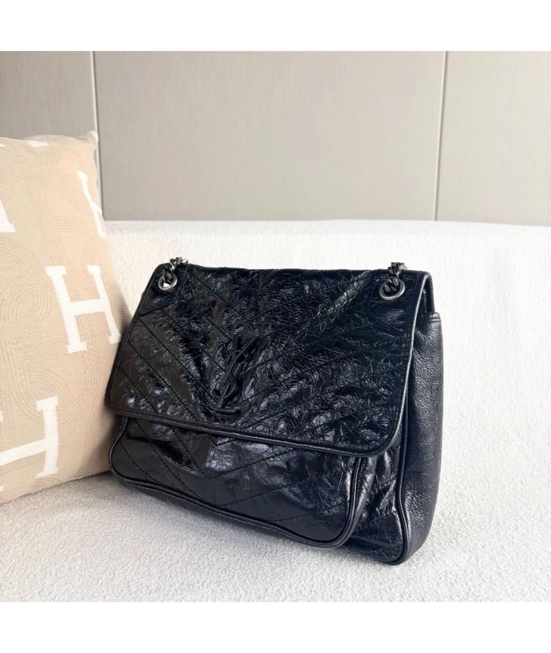 SAINT LAURENT Черная кожаная сумка через плечо, фото 6