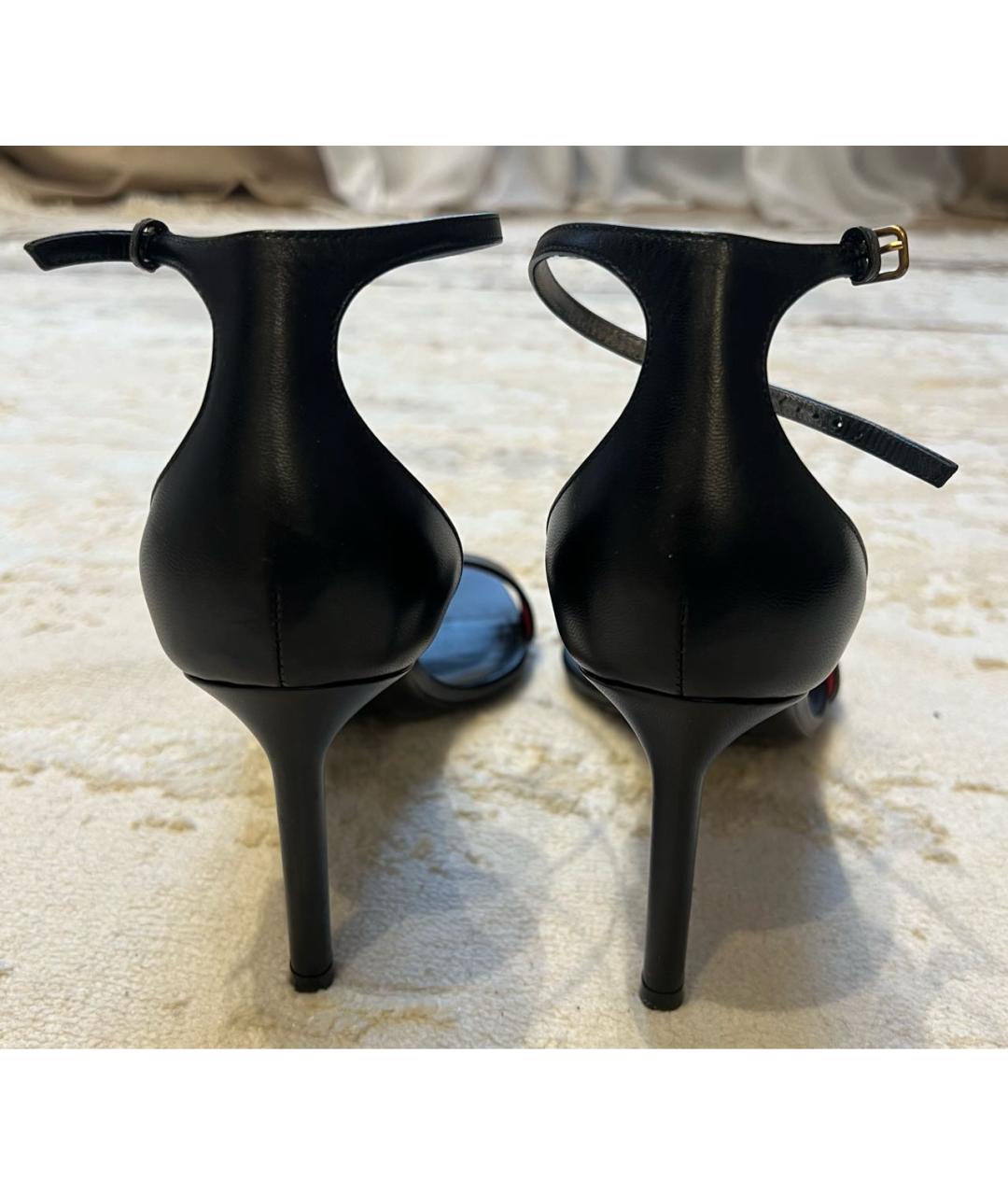 SAINT LAURENT Черные кожаные босоножки, фото 4