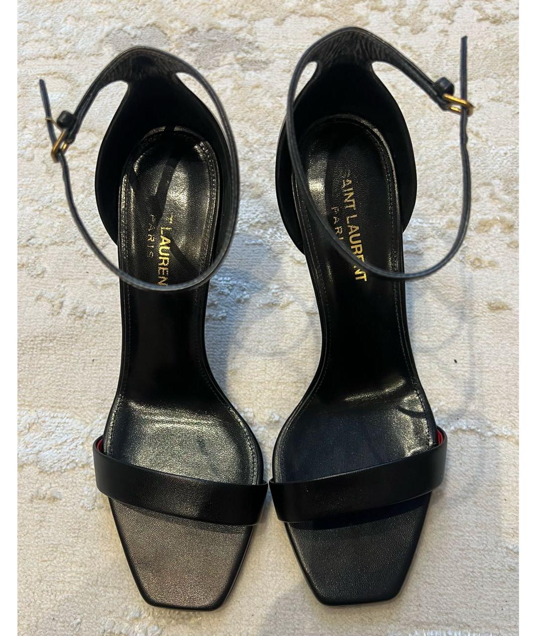 SAINT LAURENT Черные кожаные босоножки, фото 2