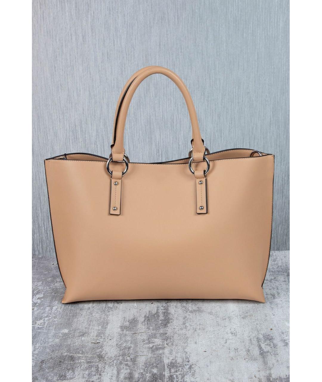 ARMANI JEANS Бежевая кожаная сумка с короткими ручками, фото 3