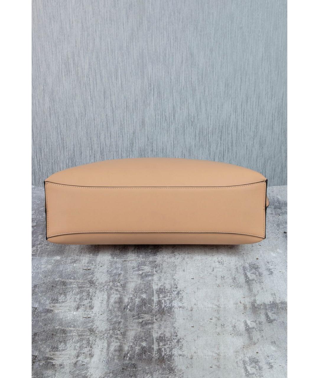 ARMANI JEANS Бежевая кожаная сумка с короткими ручками, фото 6