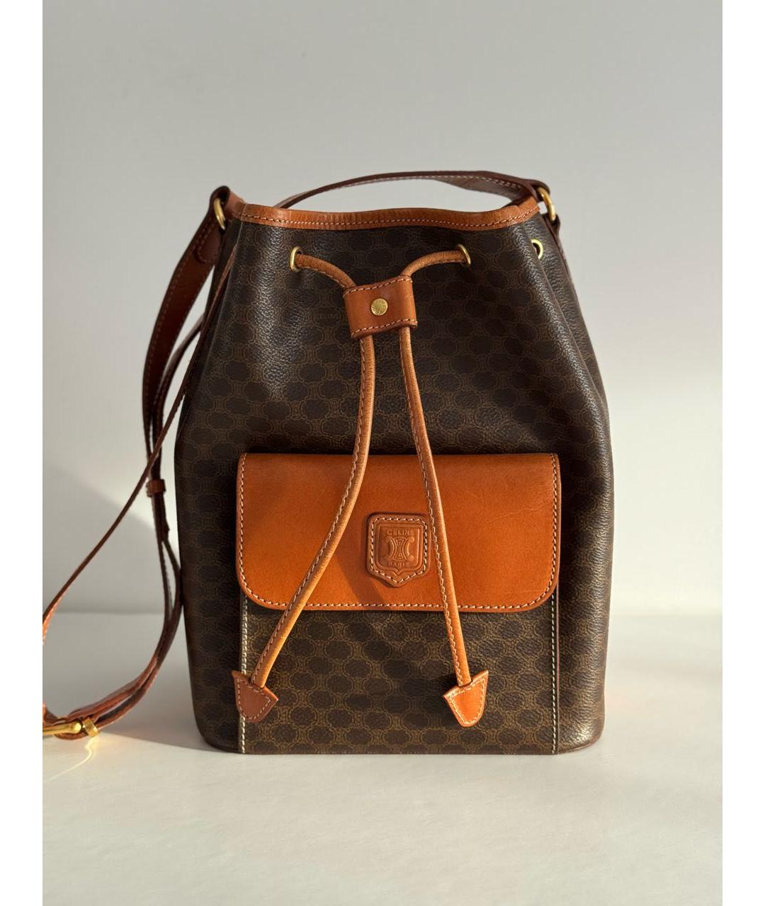 CELINE Коричневая кожаная сумка через плечо, фото 9