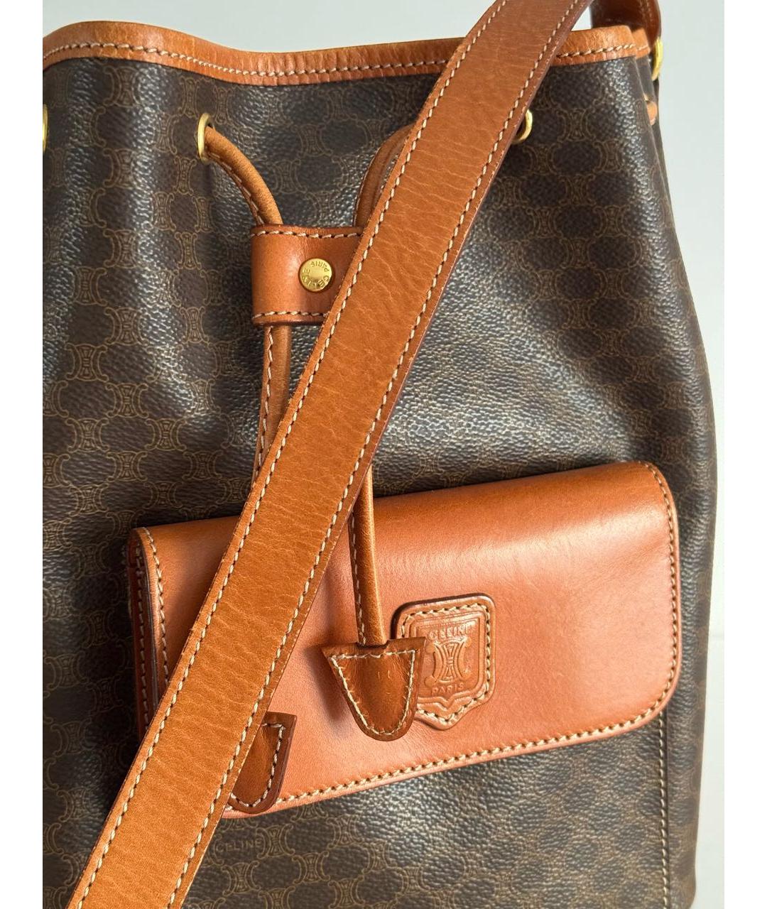 CELINE Коричневая кожаная сумка через плечо, фото 8