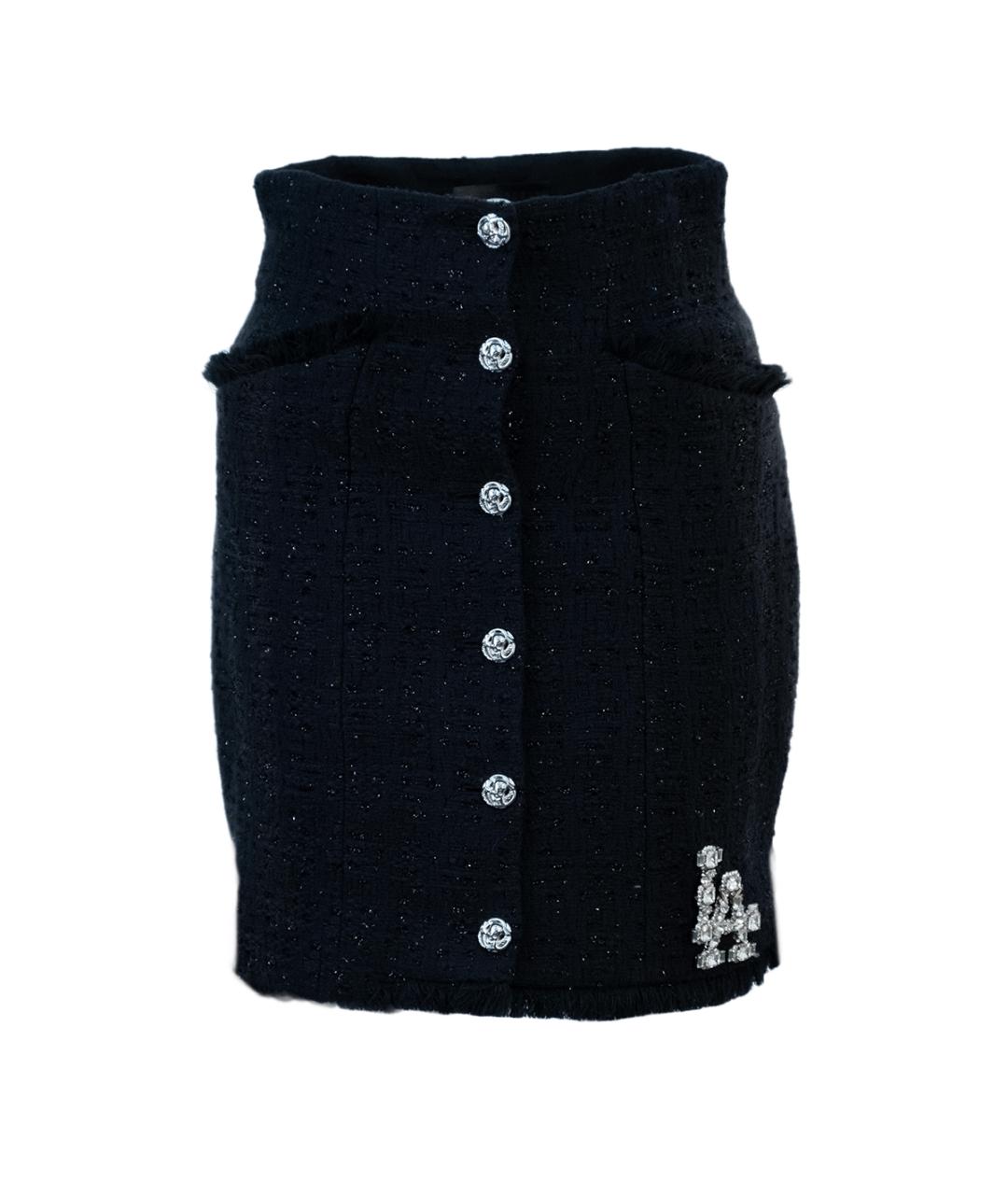 PHILIPP PLEIN Черная хлопковая юбка мини, фото 1