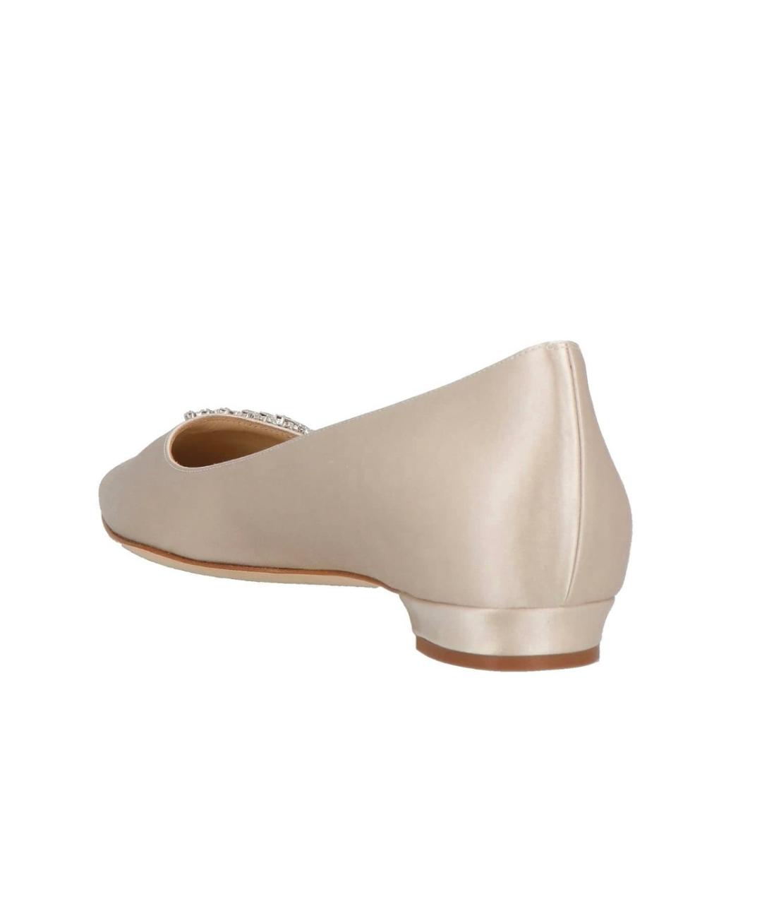 MANOLO BLAHNIK Бежевые текстильные балетки, фото 4