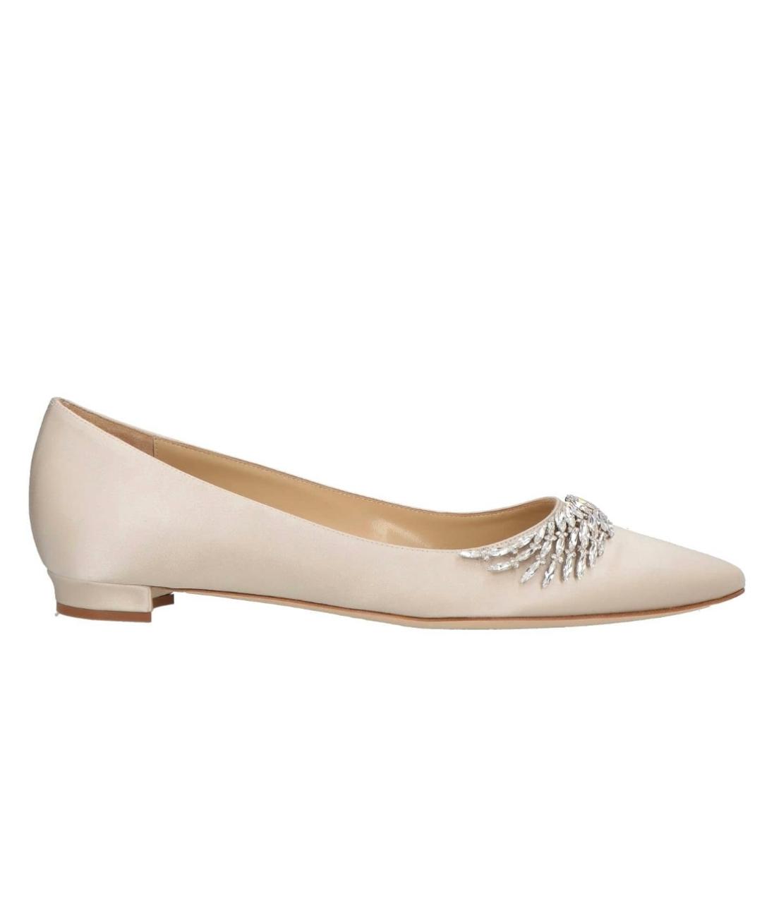 MANOLO BLAHNIK Бежевые текстильные балетки, фото 1