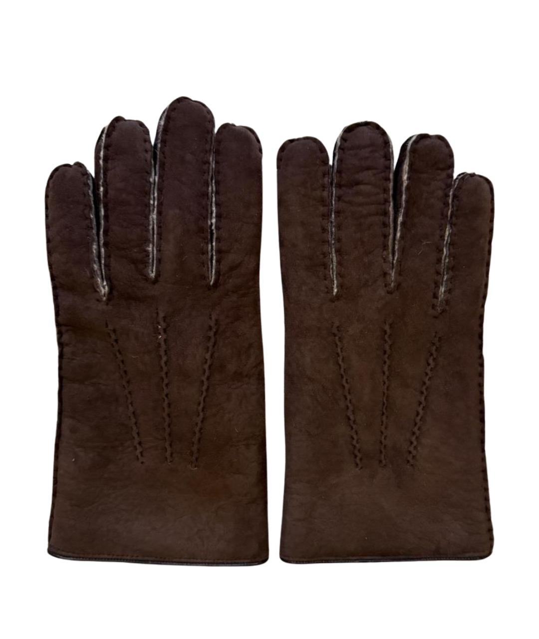 MOORER Коричневые кожаные перчатки, фото 1
