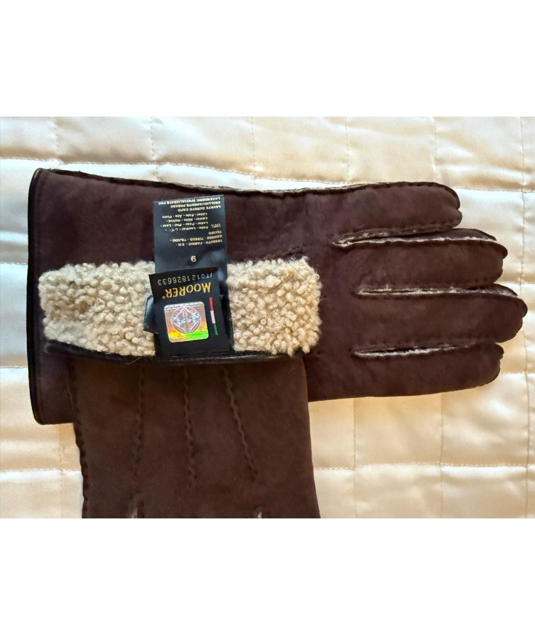 MOORER Коричневые кожаные перчатки, фото 3