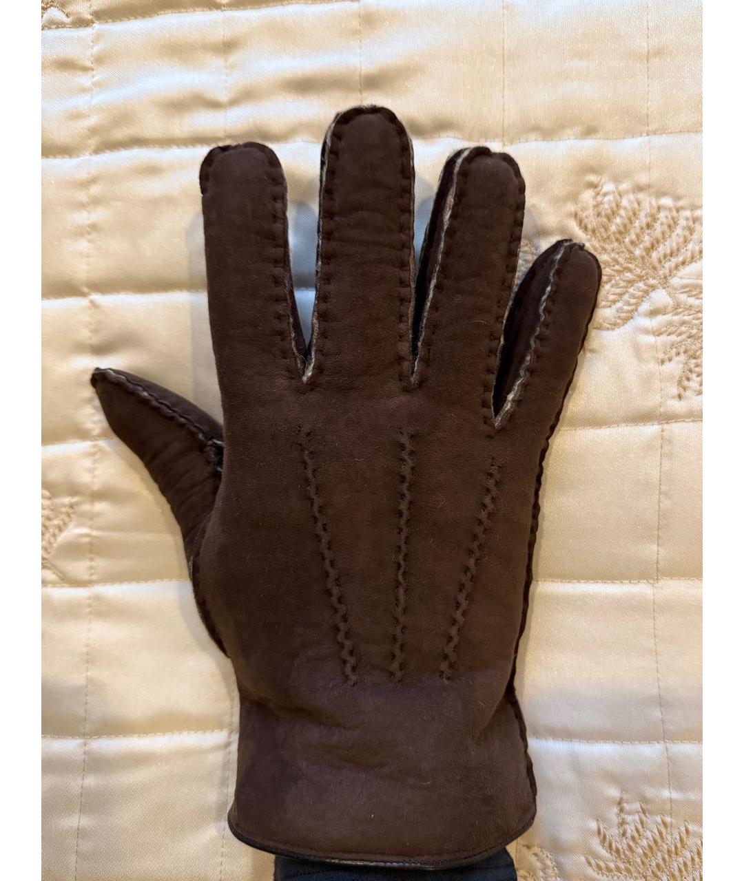 MOORER Коричневые кожаные перчатки, фото 6