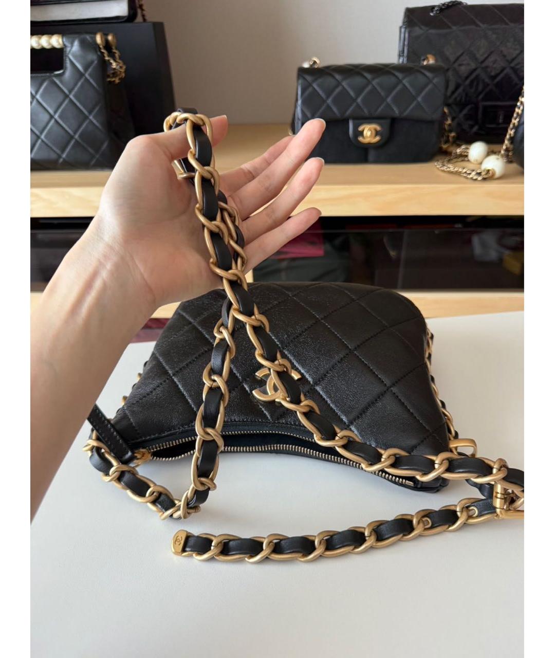 CHANEL Черная кожаная сумка через плечо, фото 5
