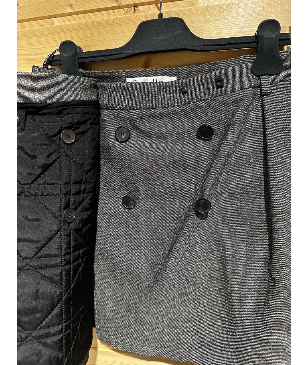 CHRISTIAN DIOR Серая хлопковая юбка мини, фото 3