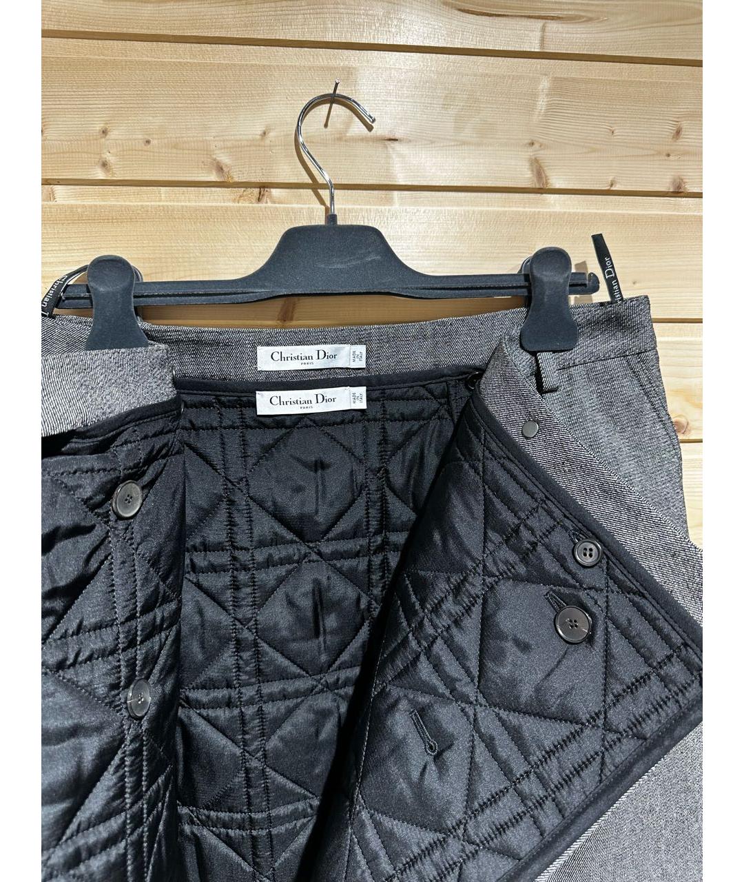 CHRISTIAN DIOR Серая хлопковая юбка мини, фото 4