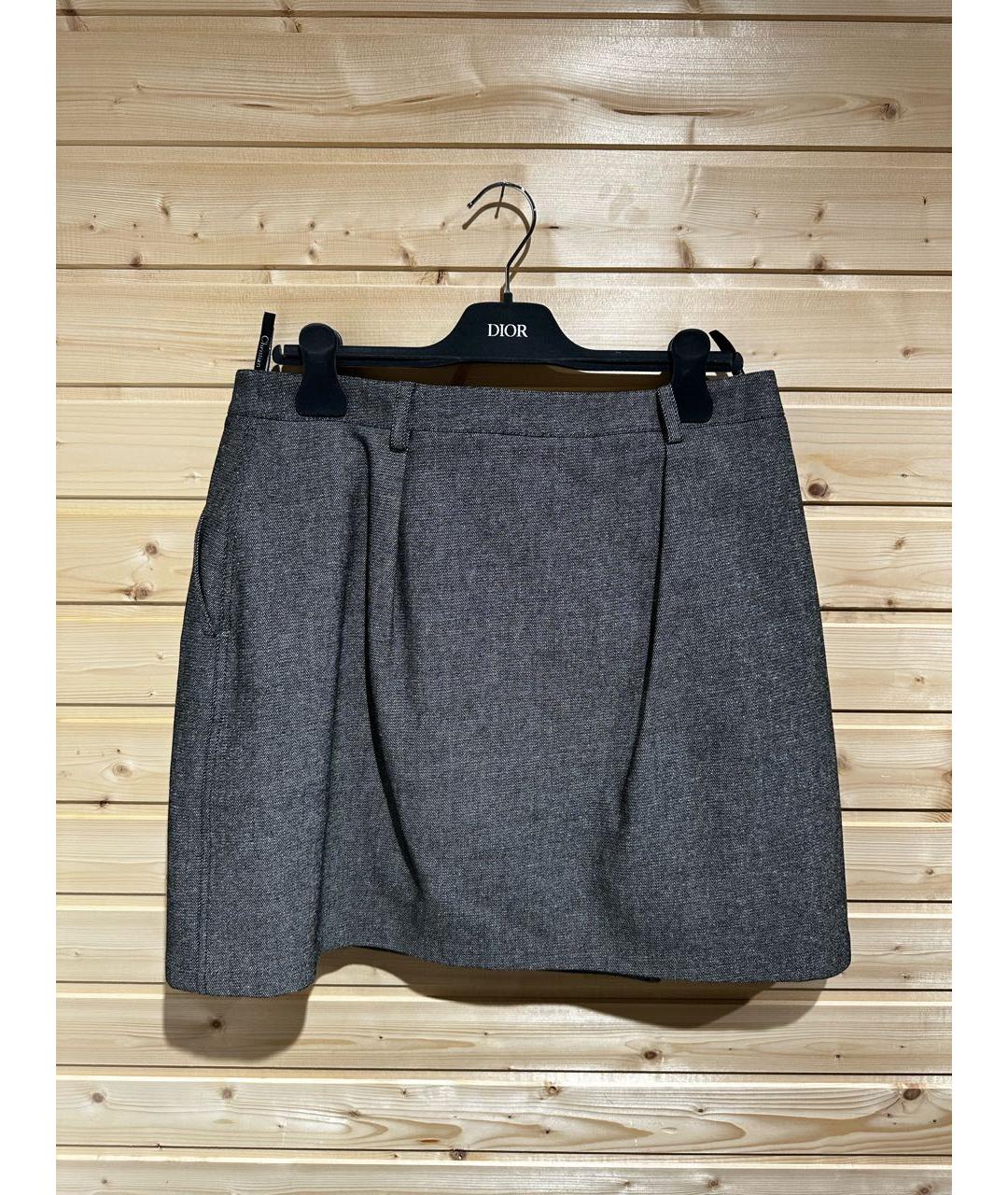 CHRISTIAN DIOR Серая хлопковая юбка мини, фото 2