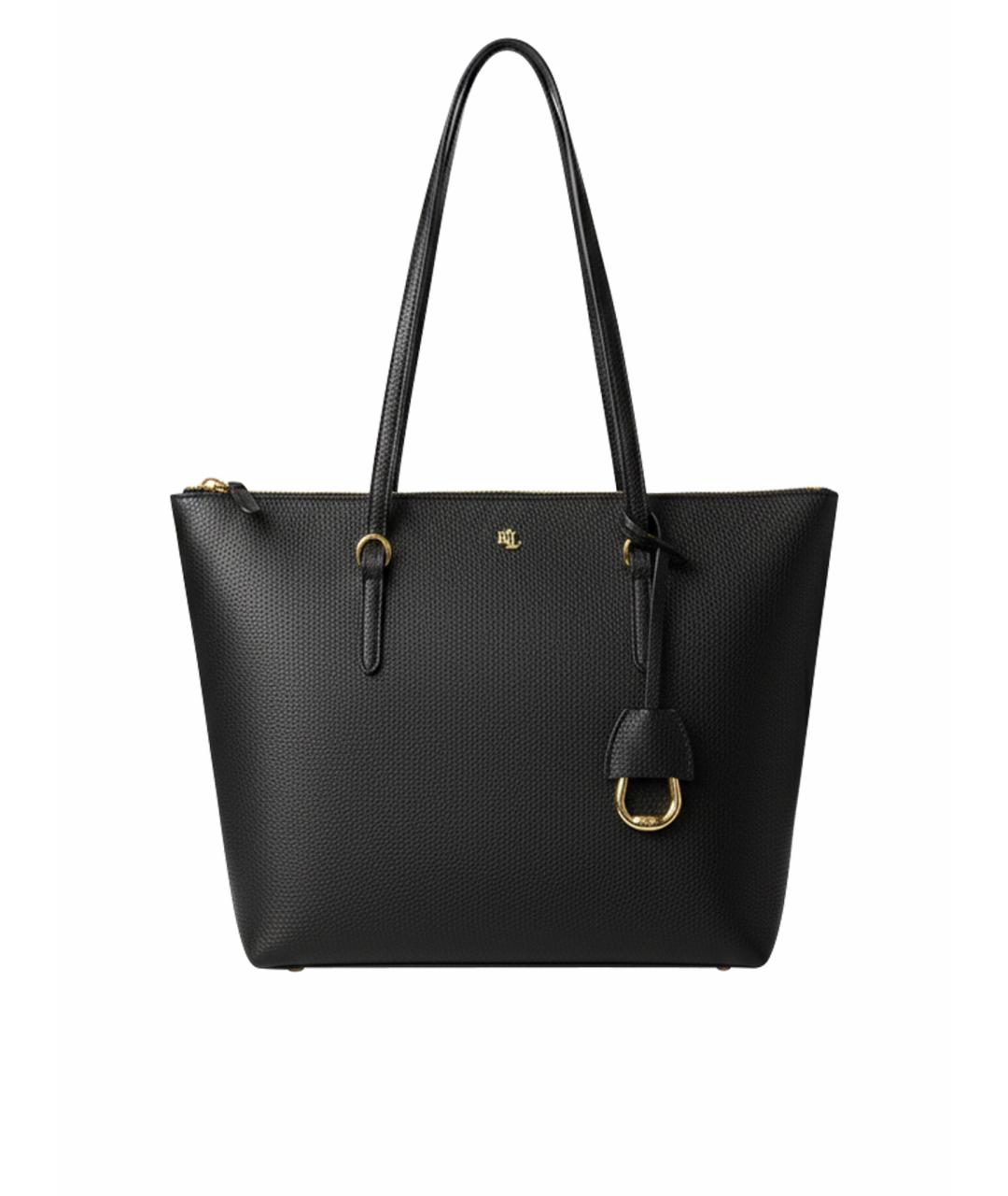 RALPH LAUREN Черная кожаная сумка тоут, фото 1