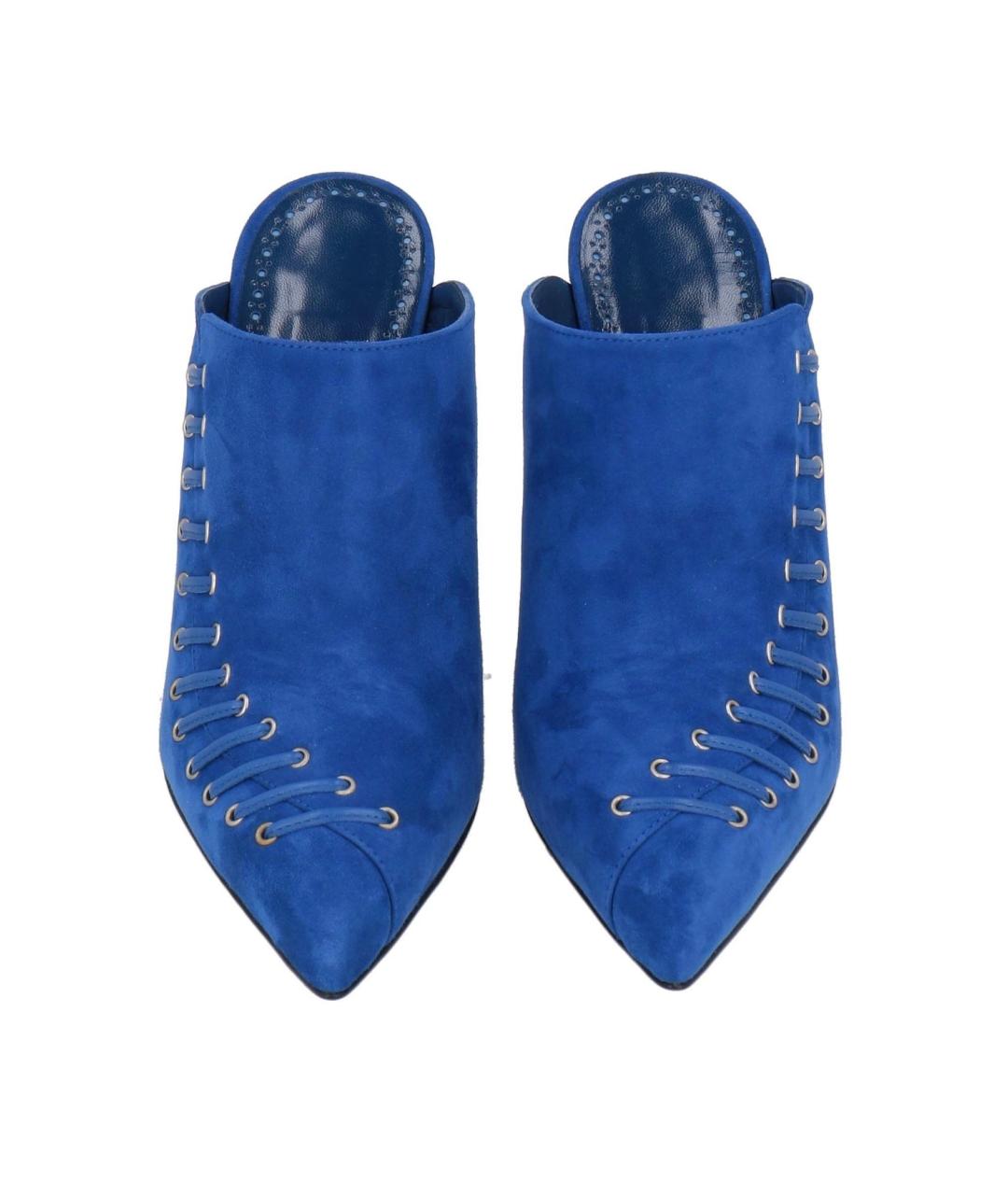 MANOLO BLAHNIK Синие замшевые мюли, фото 3