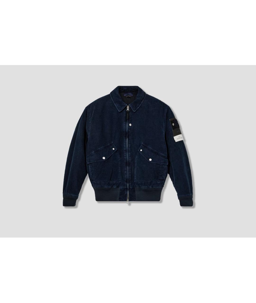 STONE ISLAND Темно-синяя хлопковая куртка, фото 2