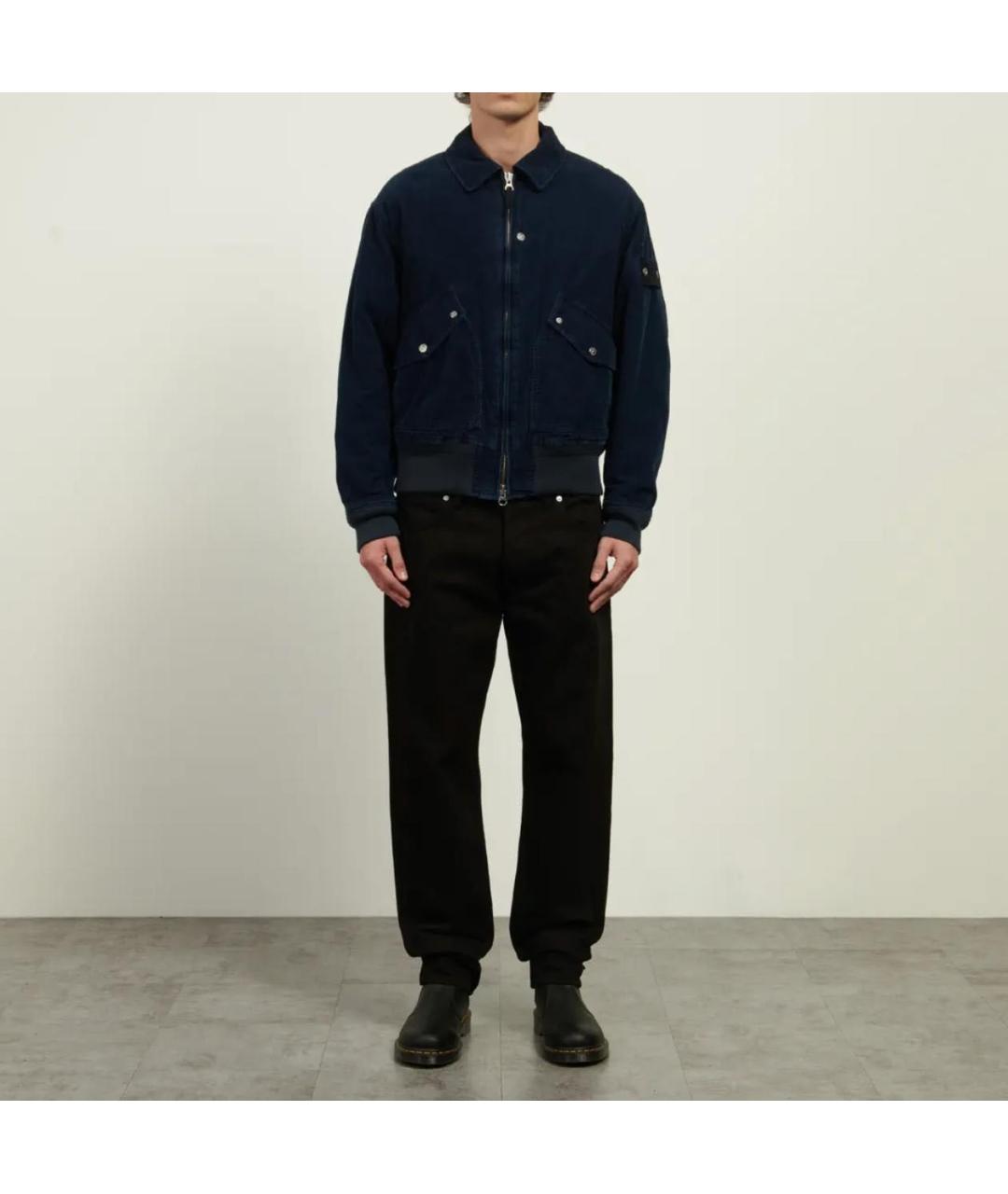 STONE ISLAND Темно-синяя хлопковая куртка, фото 3
