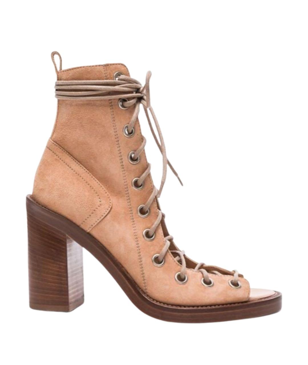 ANN DEMEULEMEESTER Бежевые кожаные ботильоны, фото 1