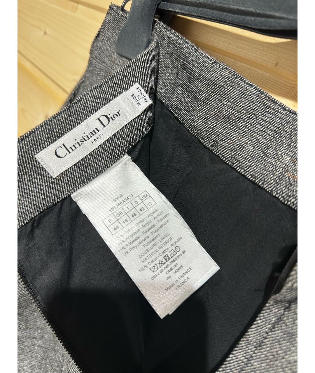 CHRISTIAN DIOR Серая хлопковая юбка мини, фото 3