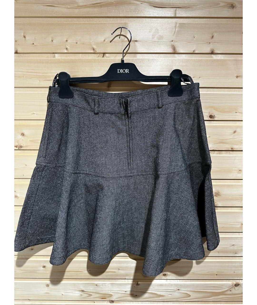 CHRISTIAN DIOR Серая хлопковая юбка мини, фото 2