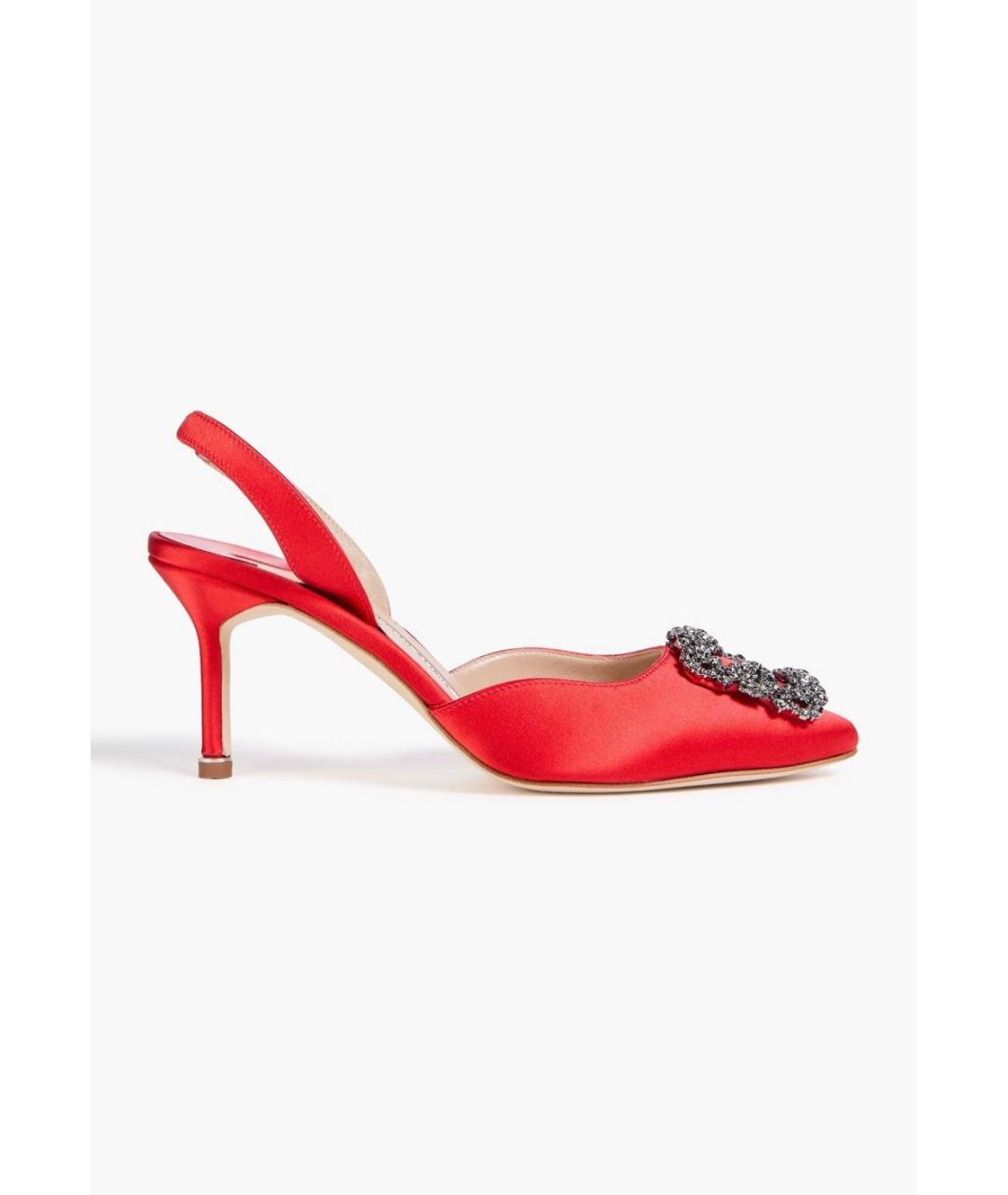 MANOLO BLAHNIK Красные текстильные туфли, фото 5