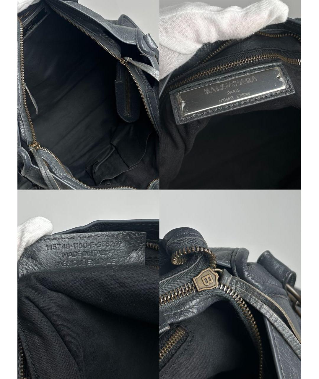 BALENCIAGA Антрацитовая кожаная сумка с короткими ручками, фото 6