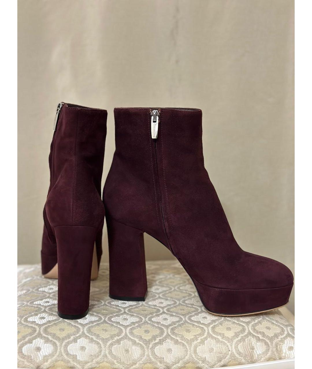 GIANVITO ROSSI Бордовые замшевые ботильоны, фото 6