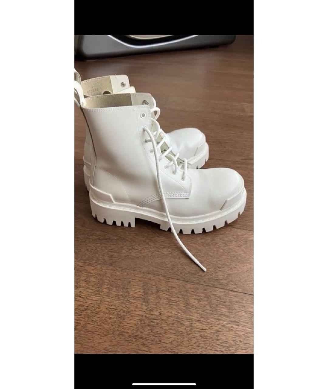 BALENCIAGA Белые кожаные ботинки, фото 6