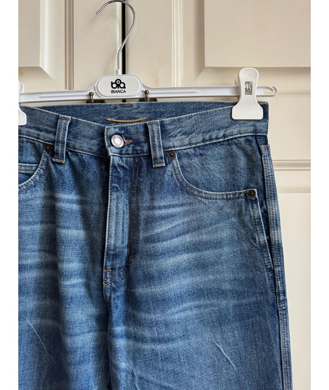 SAINT LAURENT Синие хлопковые прямые джинсы, фото 8