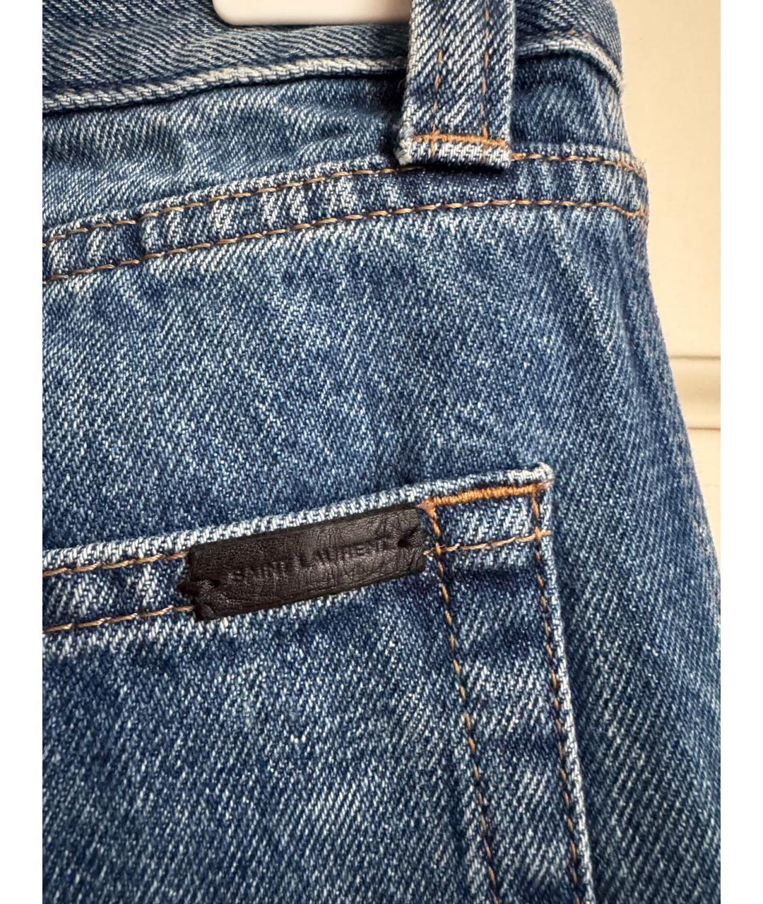 SAINT LAURENT Синие хлопковые прямые джинсы, фото 3