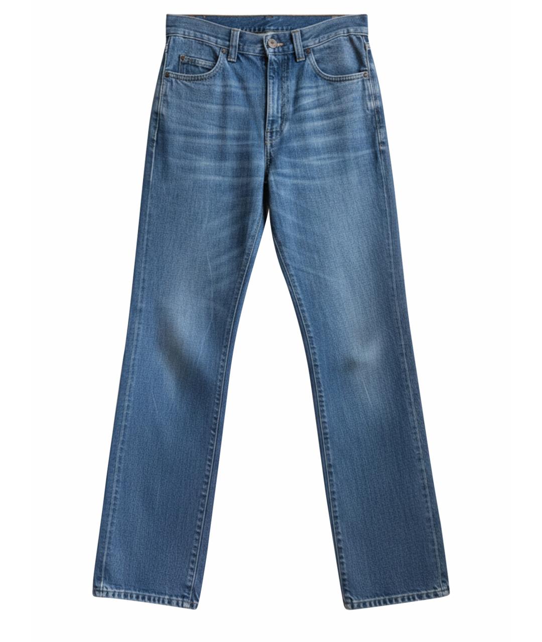 SAINT LAURENT Синие хлопковые прямые джинсы, фото 1