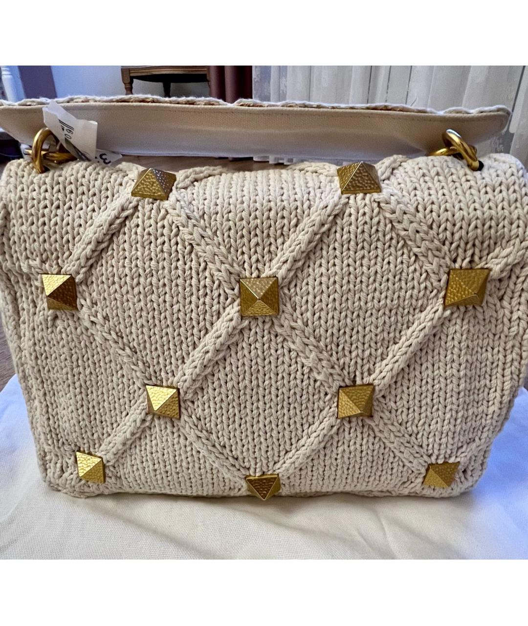 VALENTINO Бежевая тканевая сумка через плечо, фото 3