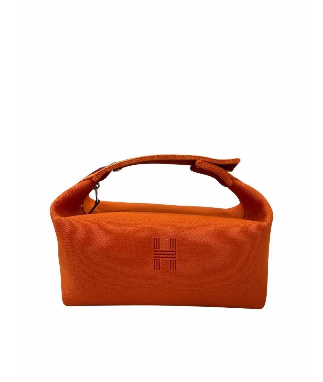 HERMES Оранжевая хлопковая косметичка, фото 1