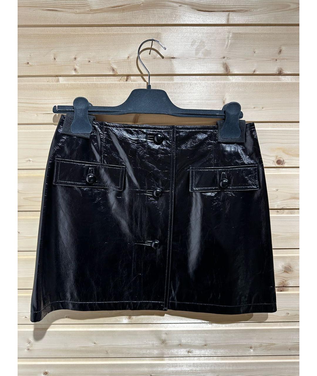 CHRISTIAN DIOR Черная кожаная юбка мини, фото 4