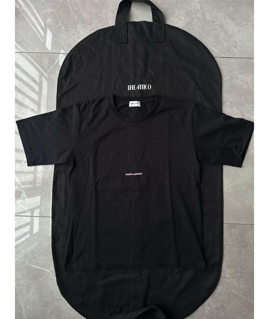 SAINT LAURENT Черная хлопковая футболка, фото 4