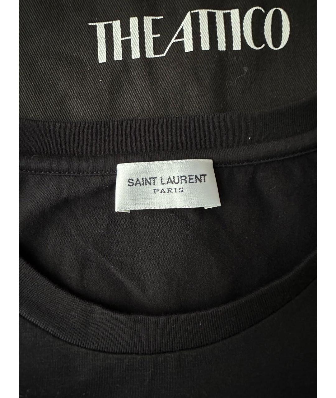 SAINT LAURENT Черная хлопковая футболка, фото 2