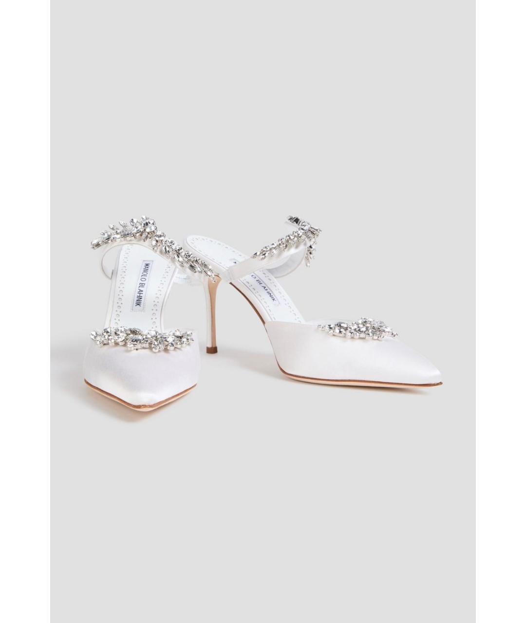 MANOLO BLAHNIK Белые текстильные мюли, фото 2