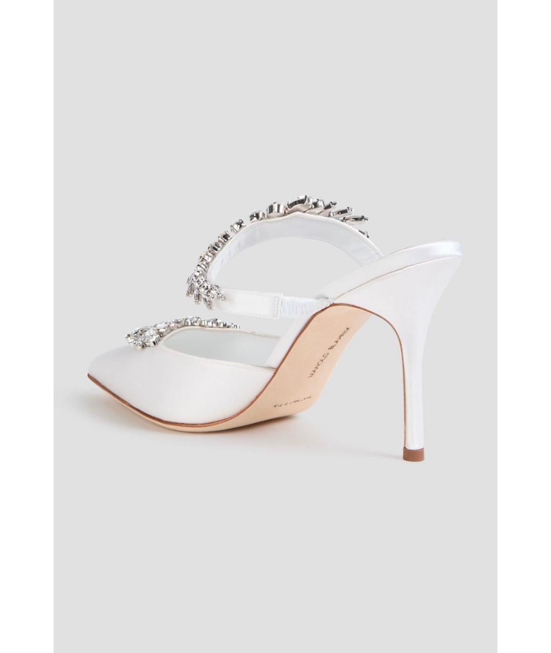 MANOLO BLAHNIK Белые текстильные мюли, фото 4