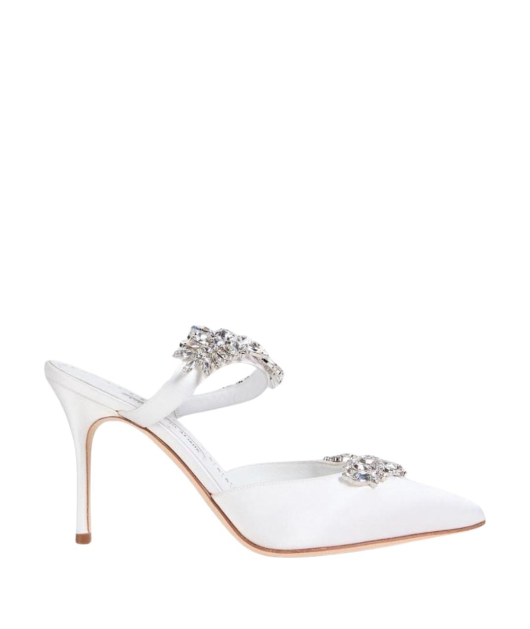 MANOLO BLAHNIK Белые текстильные мюли, фото 1