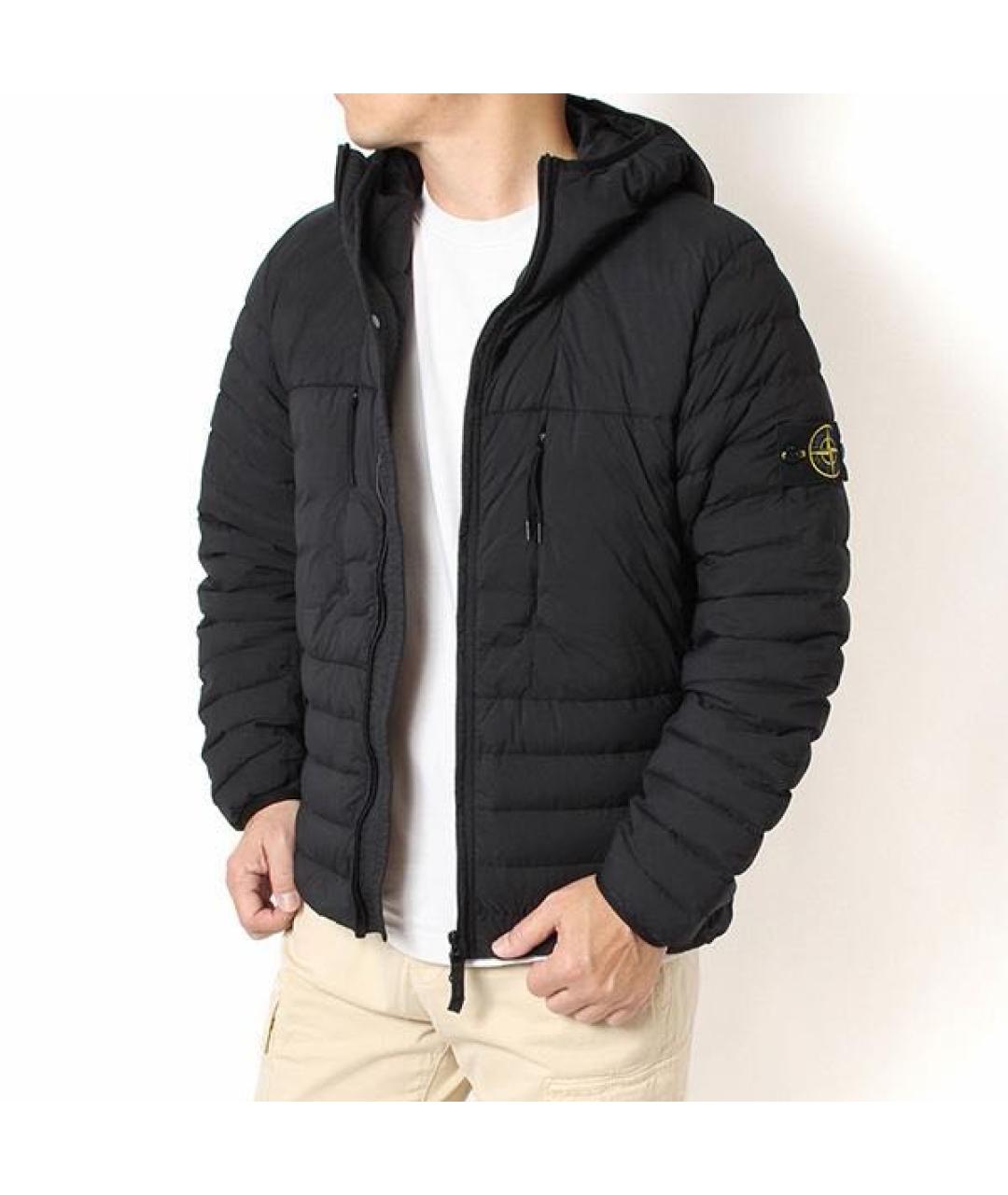 STONE ISLAND Черный полиамидовый пуховик, фото 3
