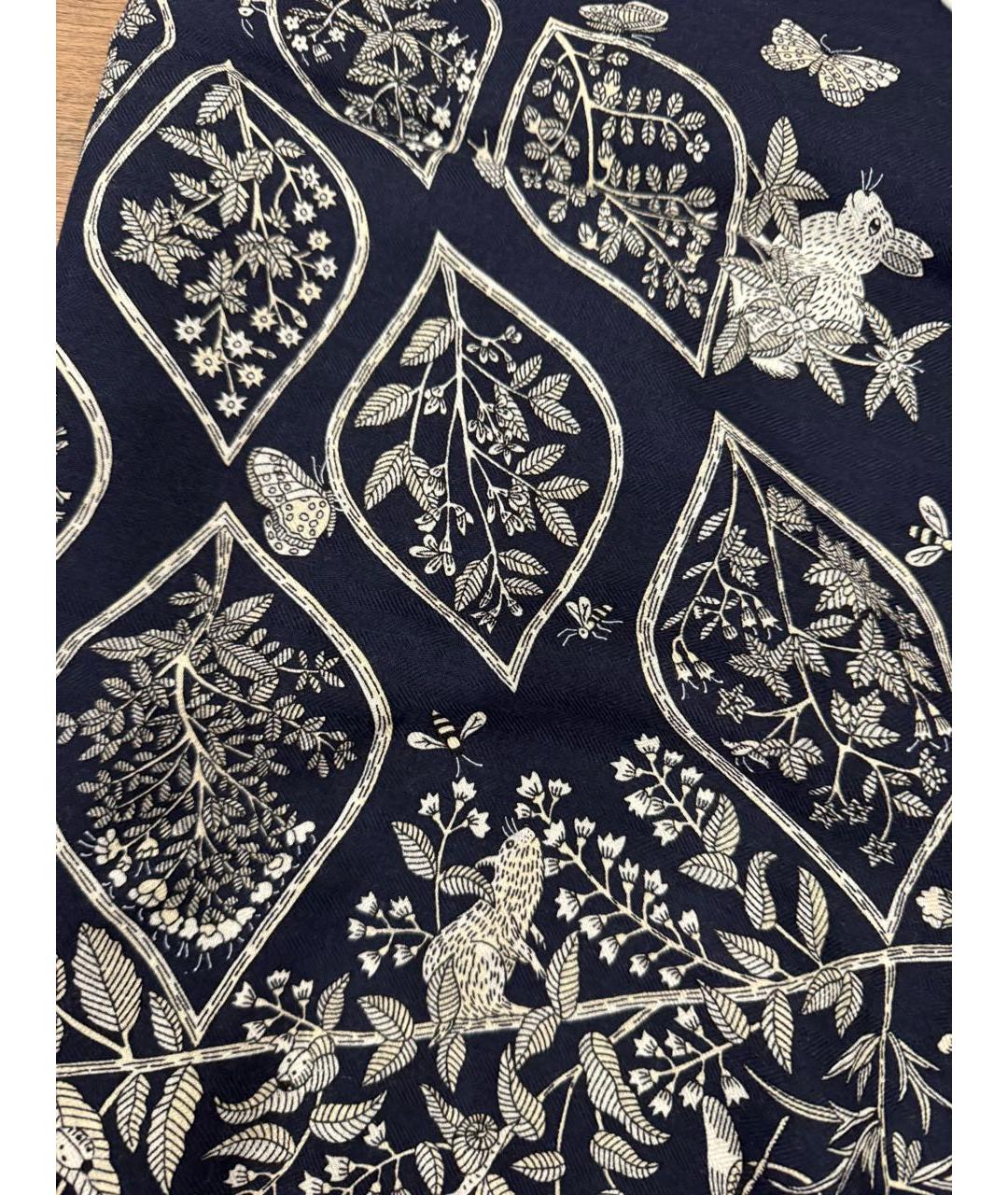 HERMES Темно-синий кашемировый платок, фото 2