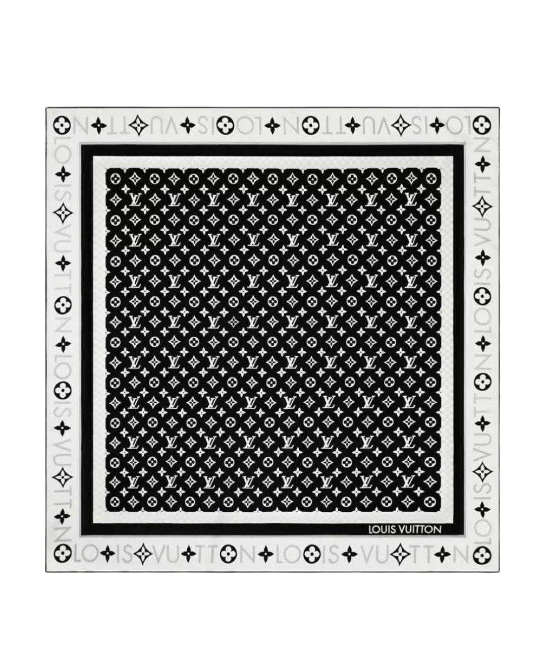 LOUIS VUITTON Черный шелковый платок, фото 1