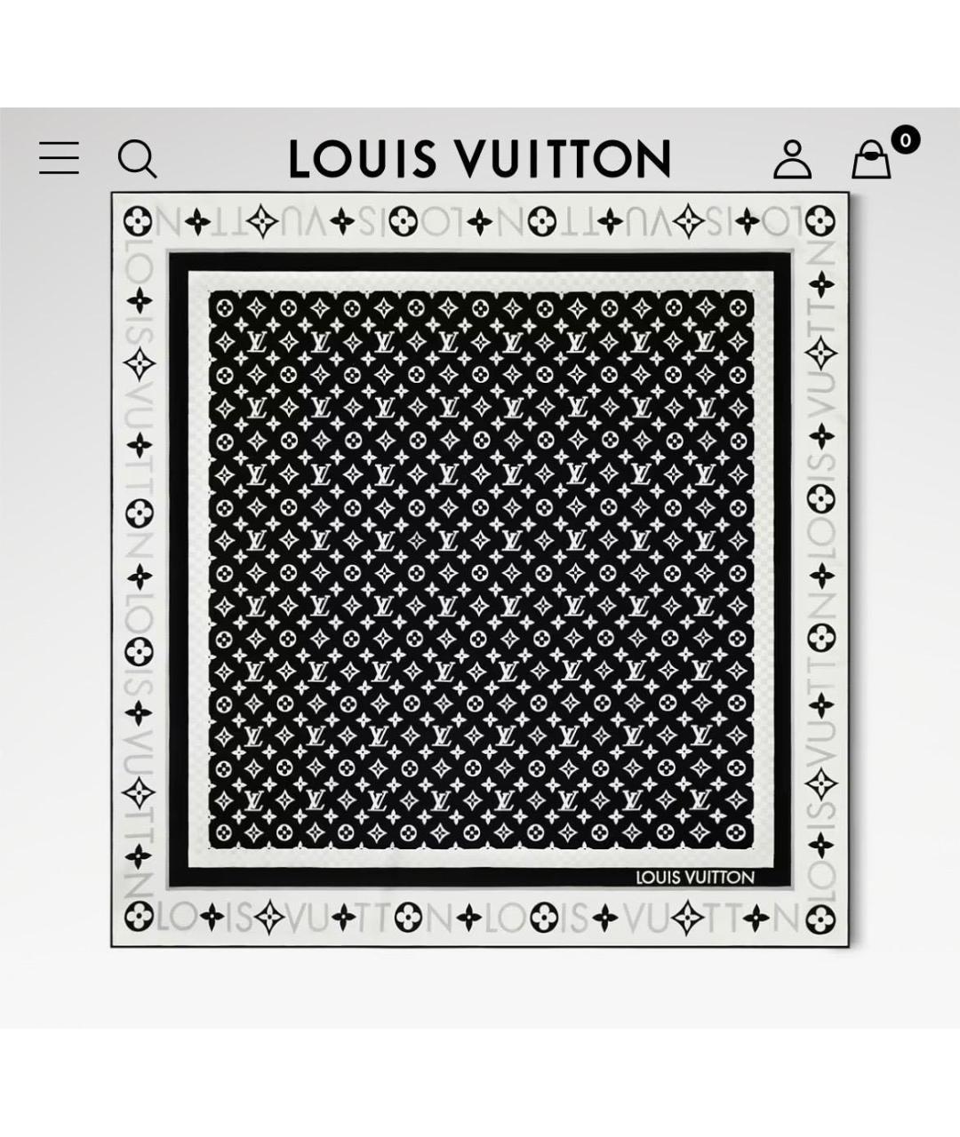LOUIS VUITTON Черный шелковый платок, фото 4