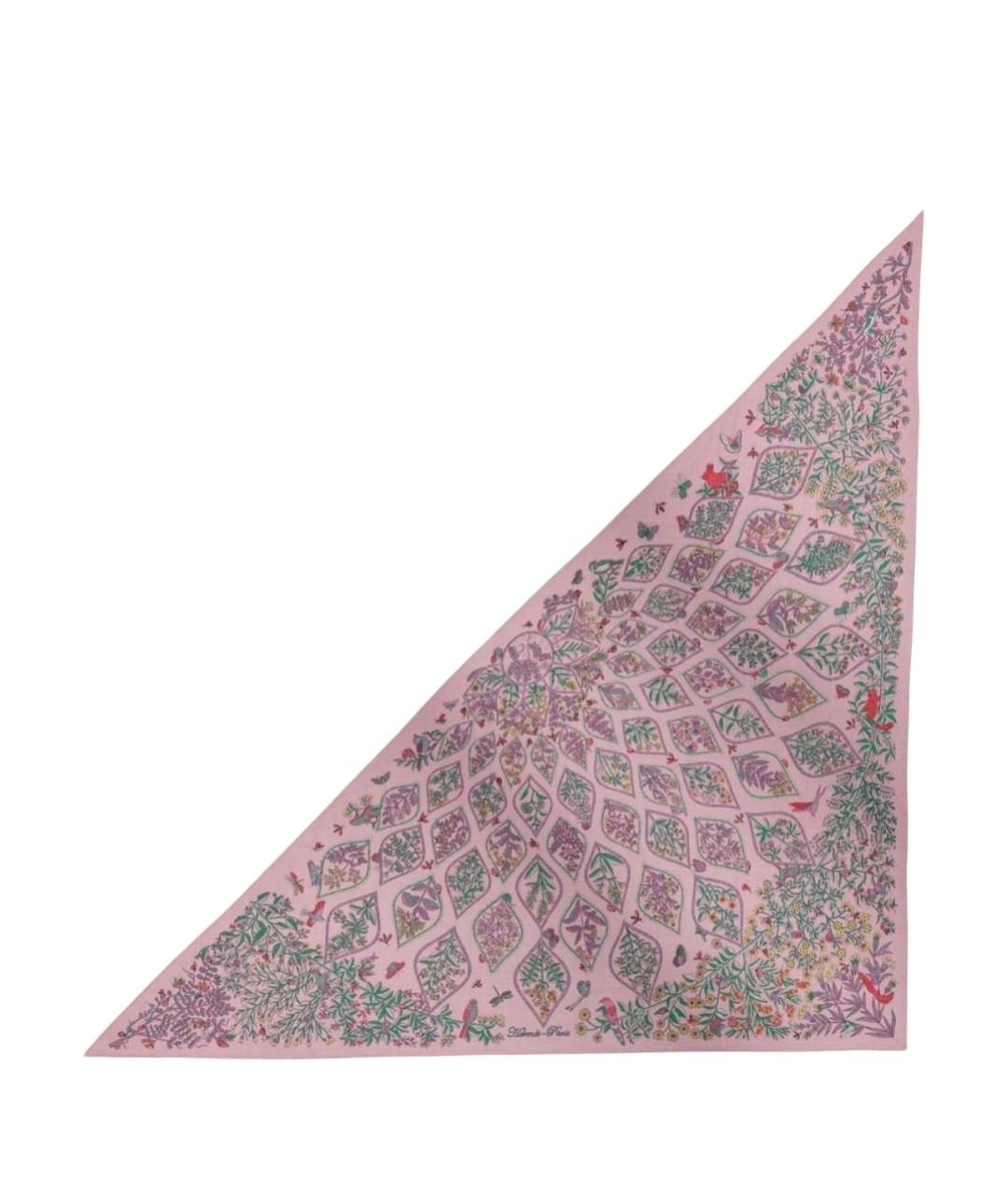 HERMES Розовый кашемировый платок, фото 1