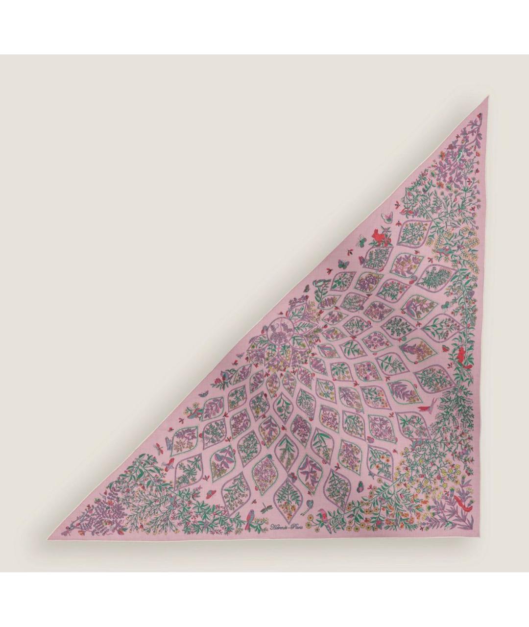 HERMES Розовый кашемировый платок, фото 7