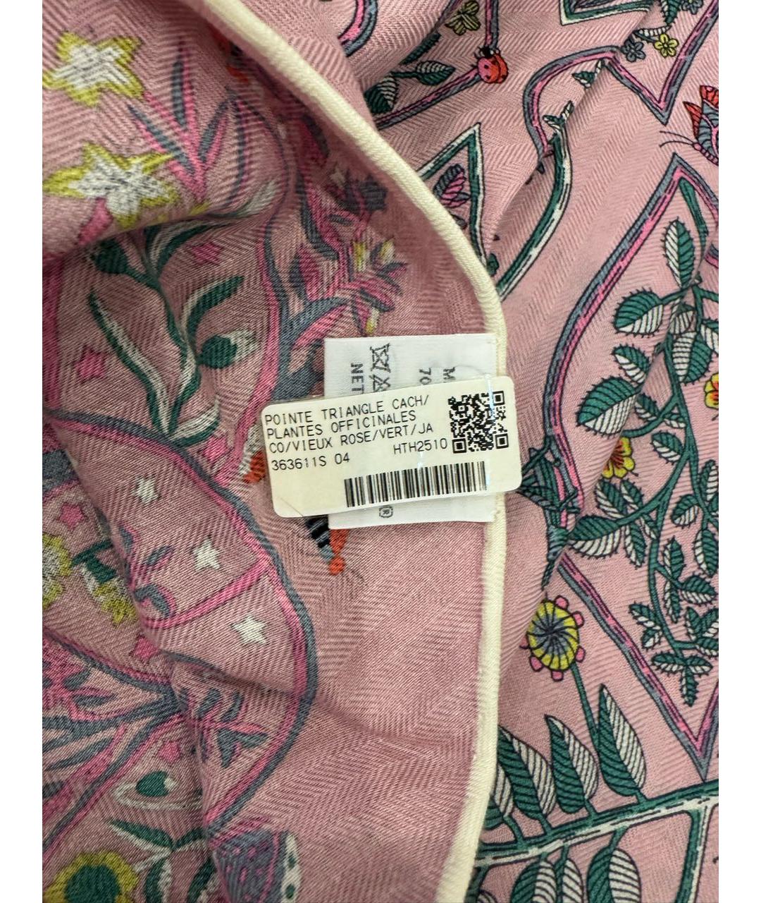 HERMES Розовый кашемировый платок, фото 6